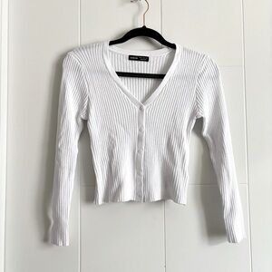 3/$45 White Ribbed Knit Cardigan